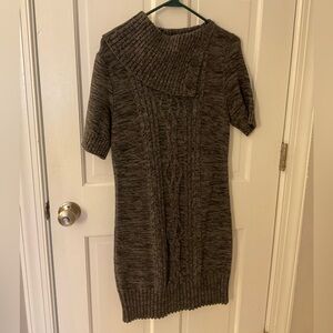 Leo & Nicole Marled Gray Cable Knit Sweater Dress Short Sleeve Medium